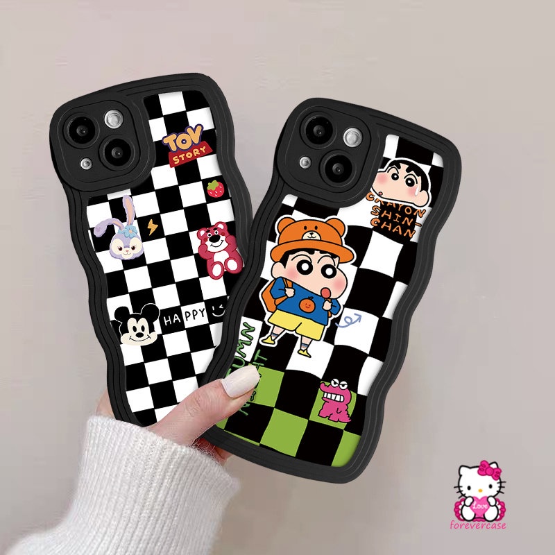 Redmi Note11 11Pro 9s 10 10Pro Max9 8 11s 10s Redmi 12C A1 9C 10A 10C 10 9T 9A 9a1+POCO M3 X3 NFC Pro Mi 11T Pro Chessboard Soft Tpu Wavy Edge Lucu Mickey Dinosaurus Manyo Sarung