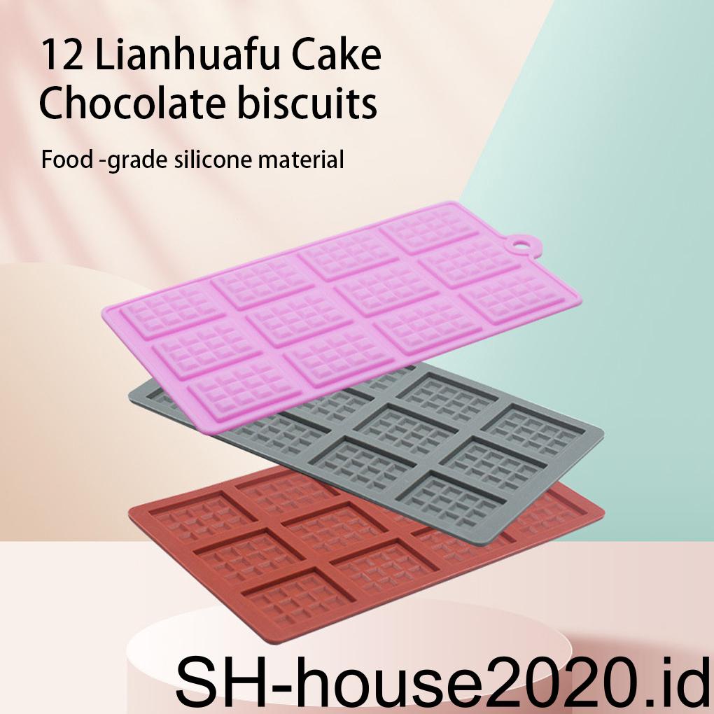 12kisi Cetakan Silikon Coklat Waffle Handmade DIY Tools Cookie Cupcakes Dekorasi Cetakan Kue Dispenser Dapur