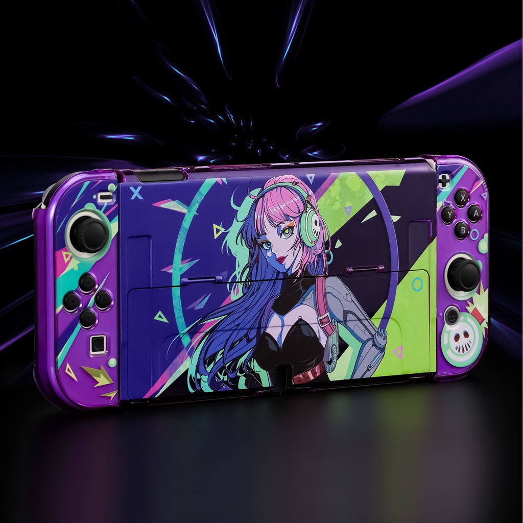 Saklar Cybergirl OLED Hard Case Joy-Con Controller Cyber Punk Nintendo Switch Protect Cover Case