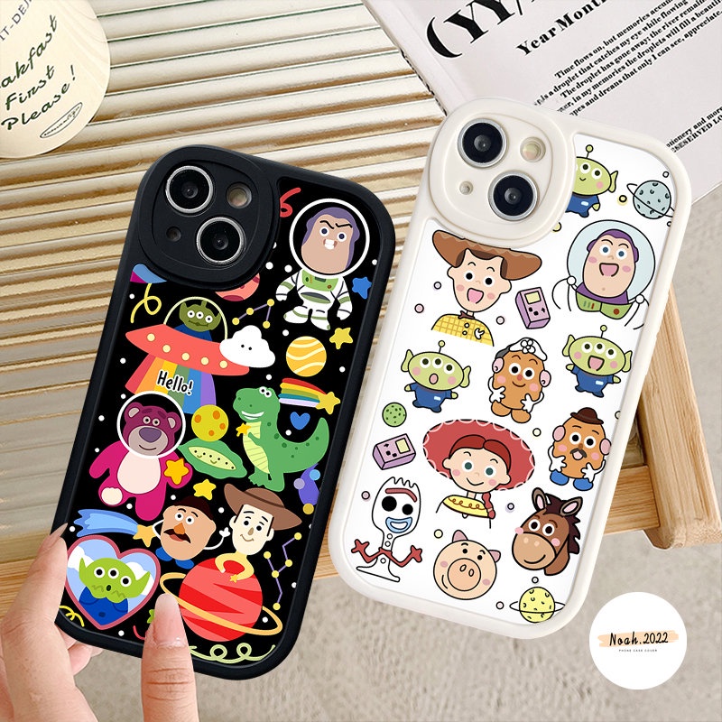 IPHONE Kartun Lucu Toy Story Manyo Bear Stiker Casing Ponsel Kompatibel Untuk Iphone11 12 13 14 Pro Max 7Plus 8Plus XR 6s 8 7 6 Plus X XS Max SE 2020 Lembut Tpu Permen Penutup Belakang