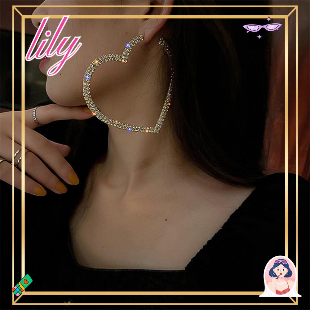 Lily Hati Besar Anting Hoop Perhiasan Fashion Hadiah Kristal