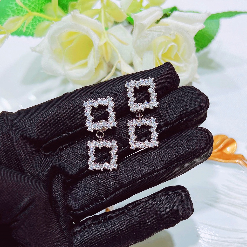 Goldkingdom Aksesoris Perhiasan Fashion Ready Stock Sterling Silver Bertabur Berlian Anting Dewi Mewah Ringan Anting Serbaguna Hadiah Untuk Wanita