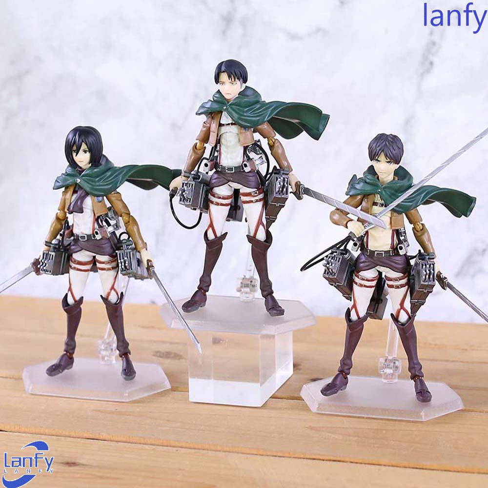 Lanfy Mainan Action Figure Levi Ackerman Bahan PVC Untuk Dekorasi Rumah Attack on Titan