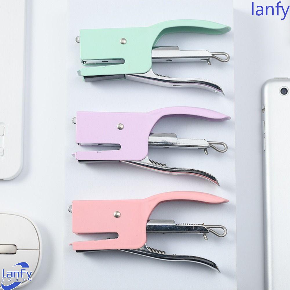 Lanfy Hand-Held Stapler Tang Tangan Siswa Hemat Buruh Kertas Pengikat Kertas Stapler Kertas Paper Binder Set