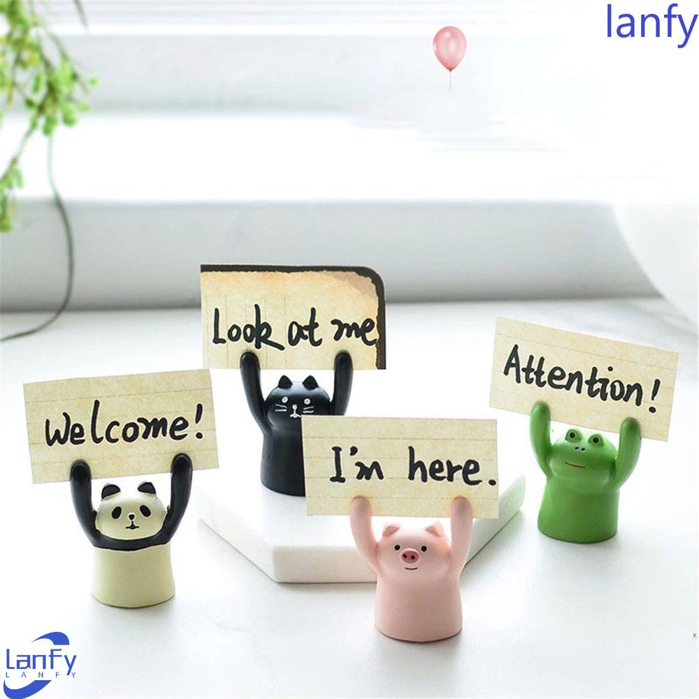 Lanfy Memo Holder Lucu Indah Gambar Klip Kodok Panda Babi Card Holder