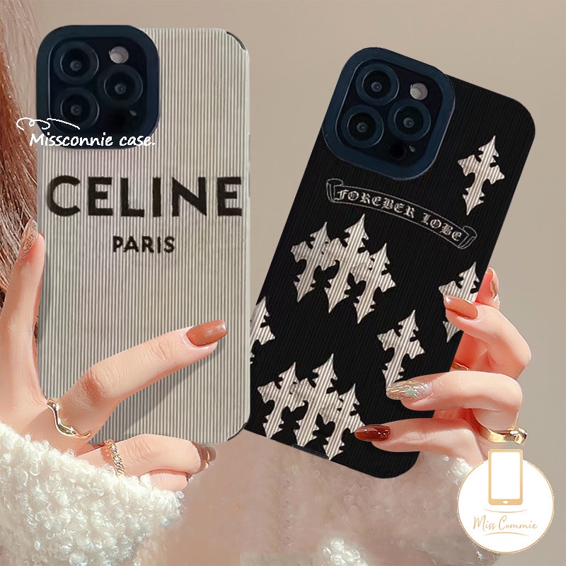 Casing Ponsel Merek Trendi Kompatibel Untuk iPhone 11 Pro MAX 7Plus 8Plus X XR 12 13 14 Pro MAX XS MAX Shockproof Tekstur Kulit Mewah Silicon Lembut Tpu Cover