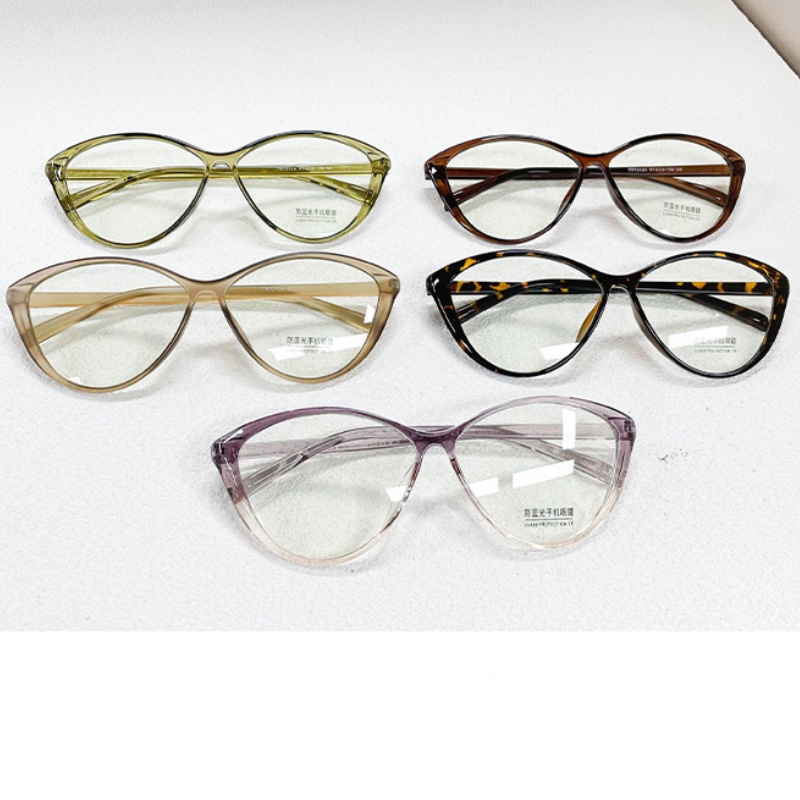 (YUZHU) Kacamata Oval Frame Cat Eye Anti Blue Light Untuk Wanita Vintage Fashion Ultra Light Candy Color Eyeglasses