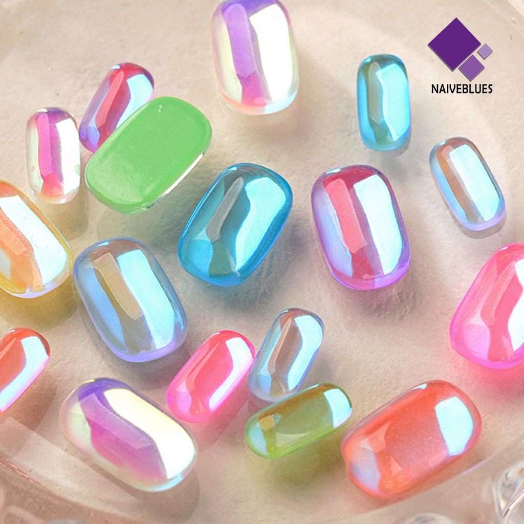 [naiveblues] 10pcs Perhiasan Nail Art Mengkilap Efek Visual Reguler Tahan Luntur Berkilau Perhiasan Kuku 3D