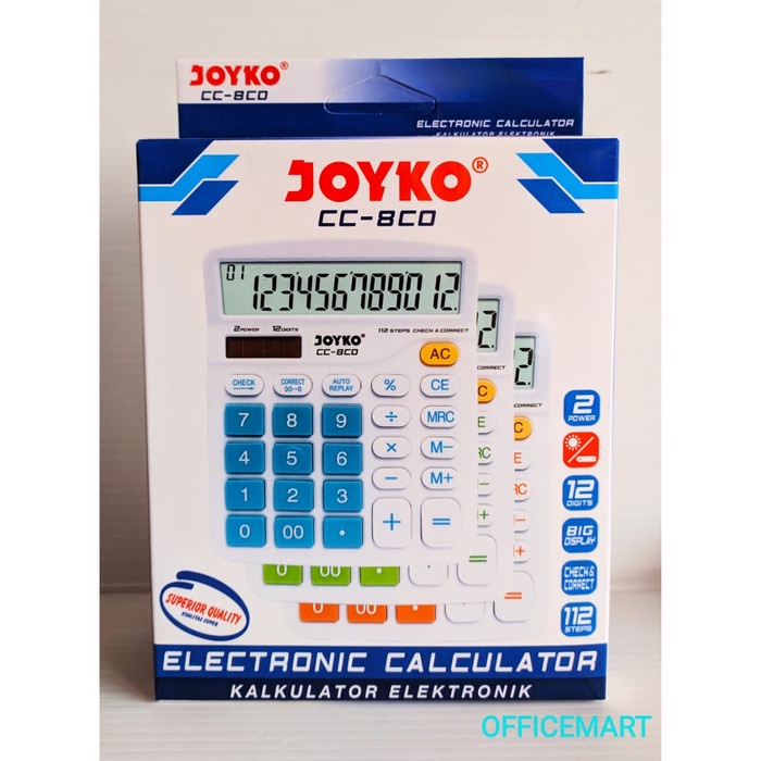 

Kalkulator 12 Digits Joyko CC-8CO Check & Correct - Hijau