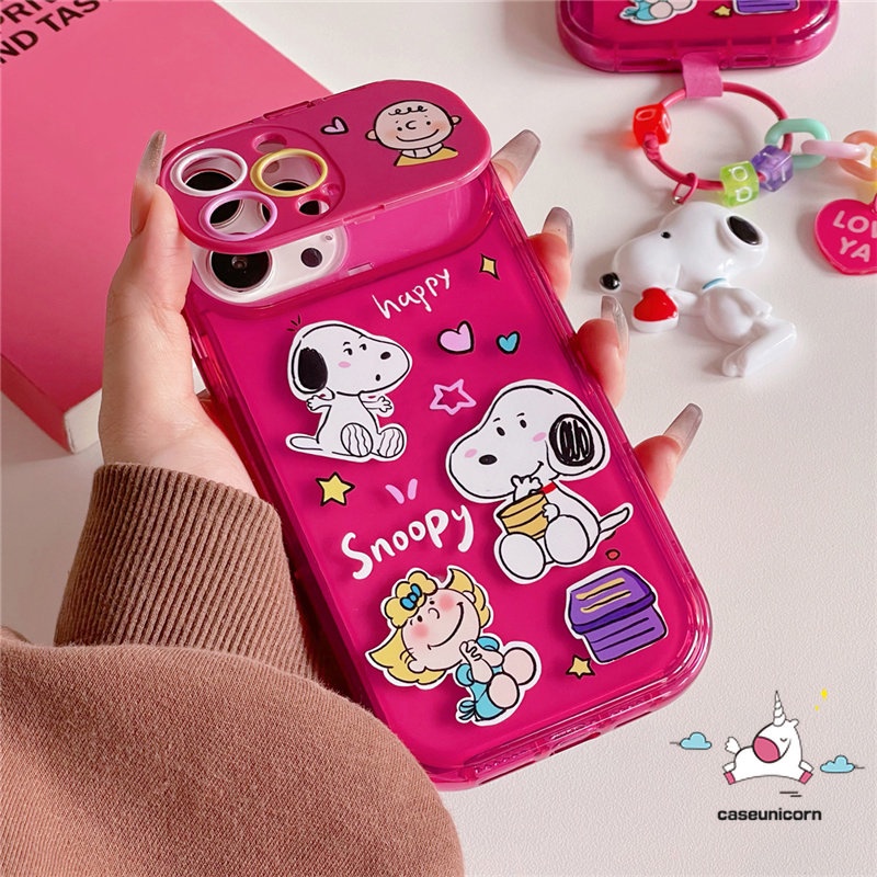 Kartun The Super Girls Cute Snoopy Untuk Oppo A57 A12 A7 A5s A3s A15 A53 A9 A5 A31 A33 2020 A12E A77 A11K A15s A35 A77s Kreatif Flip Make Up Cermin Soft Rose Red Case