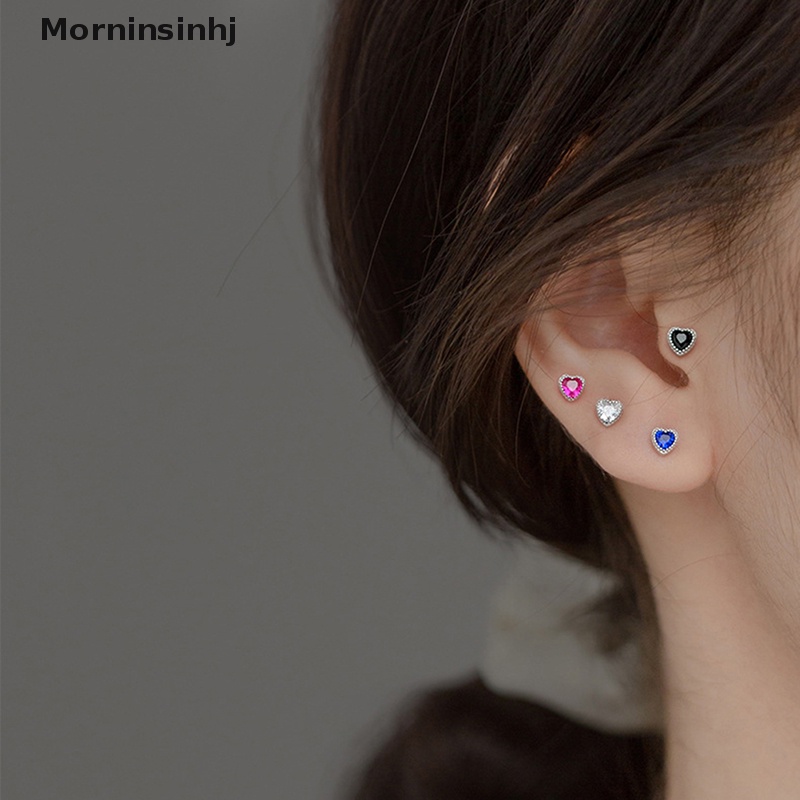 Mornin 1pasang Fashion Jantung Zirkon Telinga Studs Anting Untuk Wanita Tulang Rawan Helix Tulang Telinga Kuku Telinga Perhiasan Hadiah id