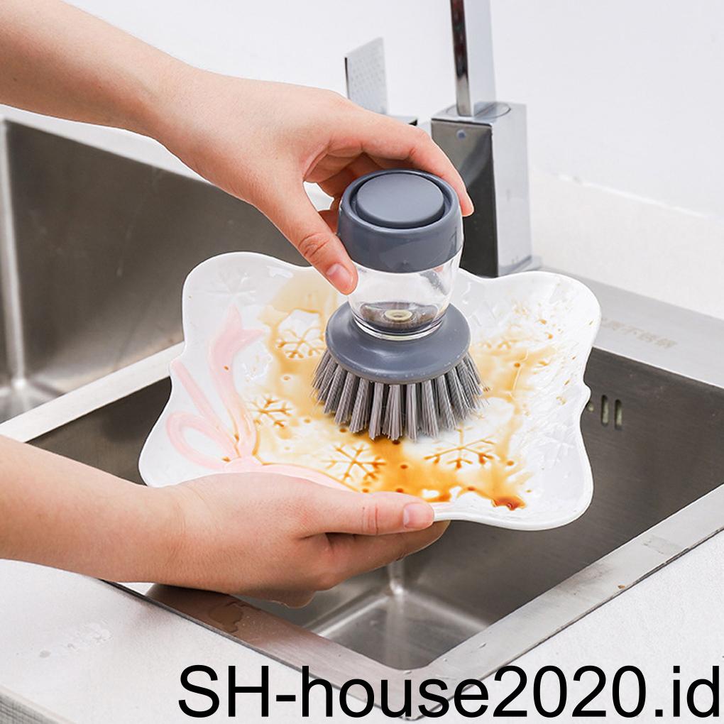 Sikat Pembersih Piring Alat Cuci Dengan Dispenser Mangkuk Serbaguna Cuci Piring Scrubber Aksesori Rumah Tangga Restoran