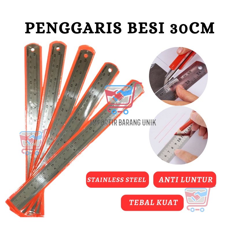 

IMB -F303 - Penggaris Besi 30cm - Penggaris Stainless - Penggaris 30cm