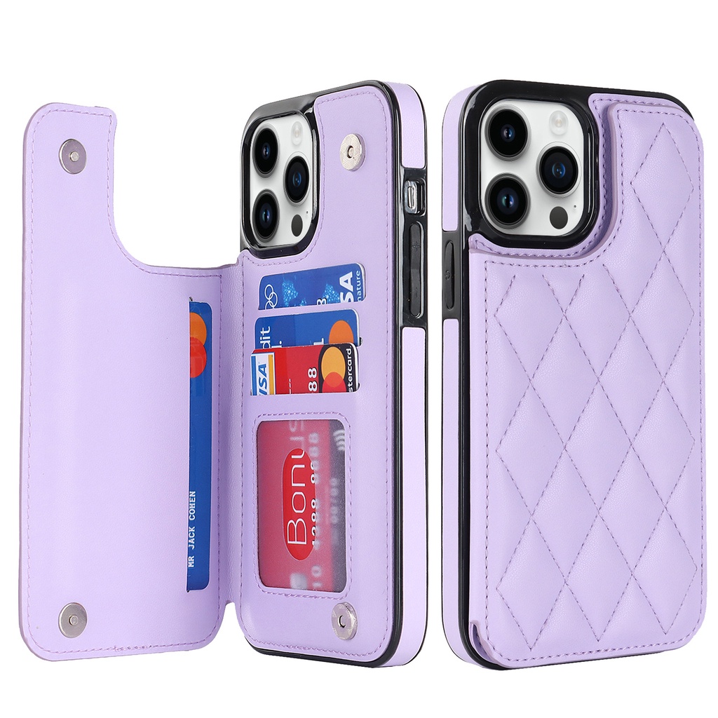 IPHONE Casing Handphone Bahan Kulit Untuk Iphone11Rhombic Business phone cover Untuk Iphone14 promax