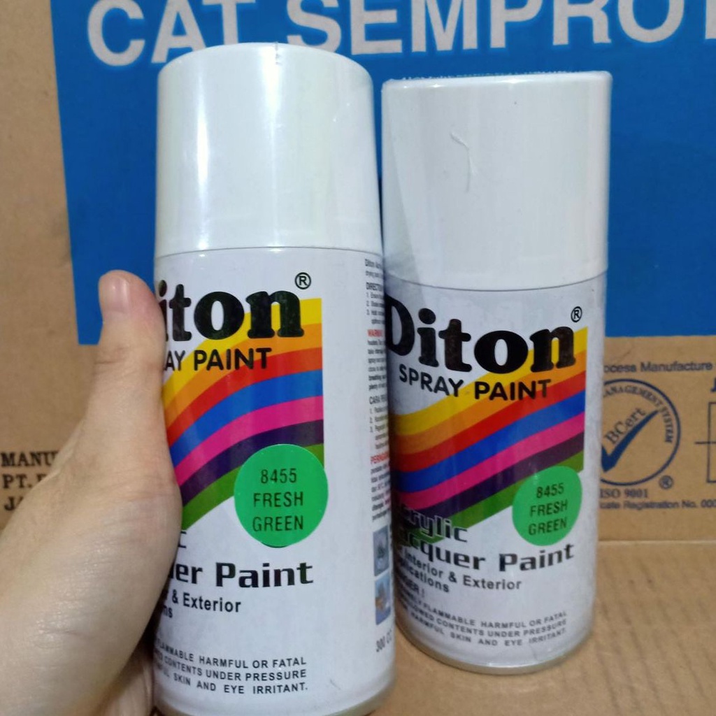 SOLID COLOURS DITON Spray Paint Acrylic Lacquer Paint Pilox Pilok Cat Semprot - 8455 FRESH GREEN / HIJAU MUDA (300cc / 300ml)