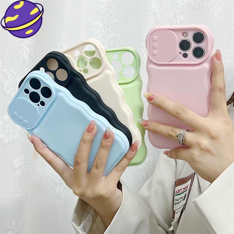 IPHONE Cover Silikon TPU Cocok Untuk Iphone14 13 12 11 Pro X XS Max XR 7 8 14 Plus Lensa Pelindung Jendela Sliding Soft Case