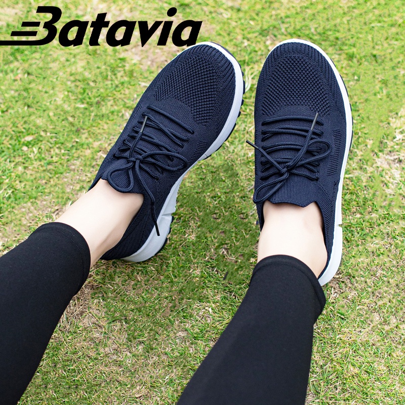 (COD)Batavia 36 Sepatu wanita ukuran eksklusif olahraga premium perempuan terbaru rajut adem antislip antiaus sepatu lari anak perempuan Batavia Shoes Fashion Sport Original Pink Hitam Abu Grey Onlinemall