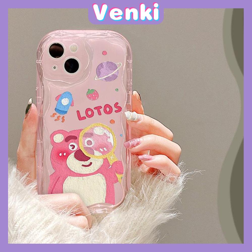 VENKI - For iPhone 11 iPhone Case 3D Curved Edge Wave Clear Case TPU Airbag Shockproof Camera Cover Cute Strawberry Bear Compatible with iPhone 14 13 Pro max 12 Pro Max xr 7 8Plus