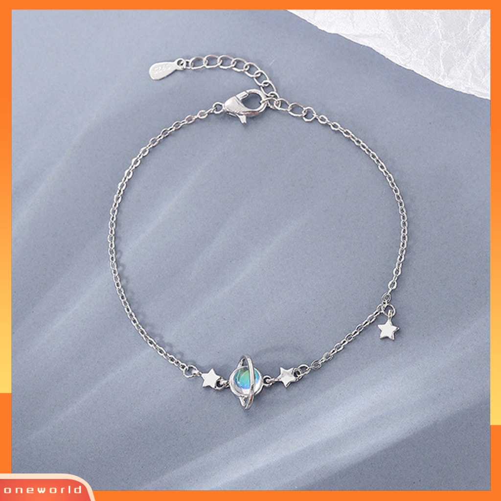 [EONE] Wanita Gelang Faux Moonstone Bintang Individu Romantis Planet Liontin Wanita Bangle Women Jewelry