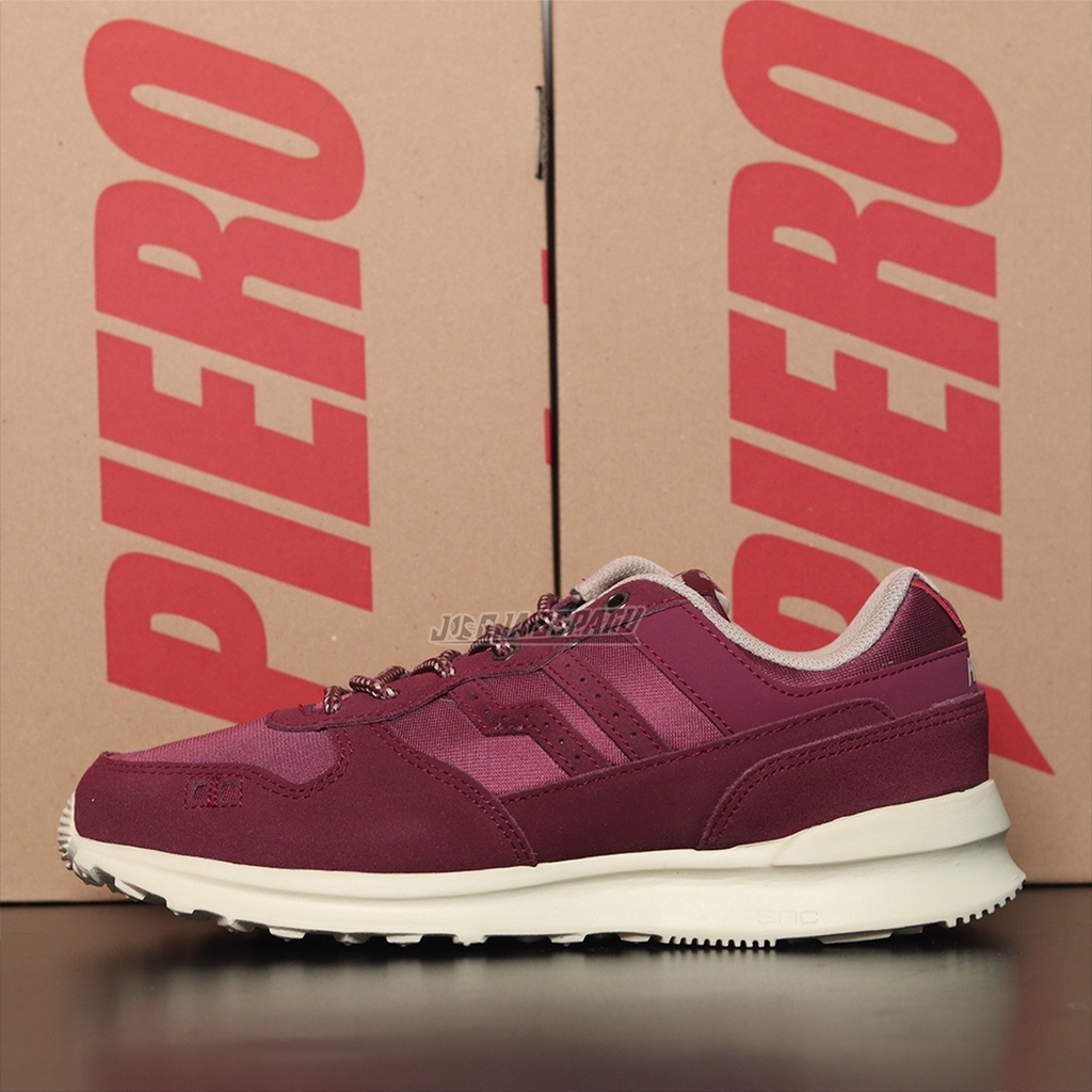 Piero Sepatu Sneakers Jogger PRM Year 8 - Burgundy/Brown/Off White
