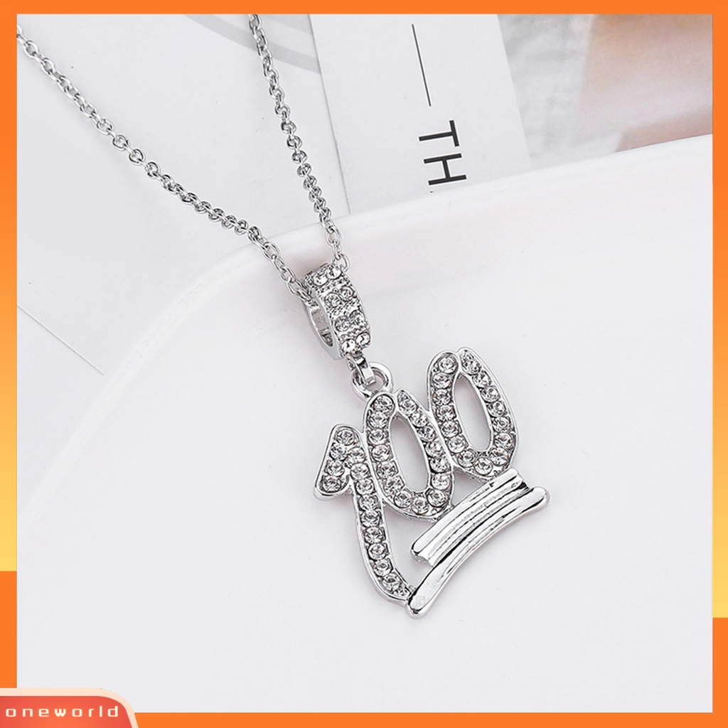 [EONE] Women Necklace 100mata Berlian Imitasi Pria Wanita Hip Hop Angka Kalung Untuk Perjamuan