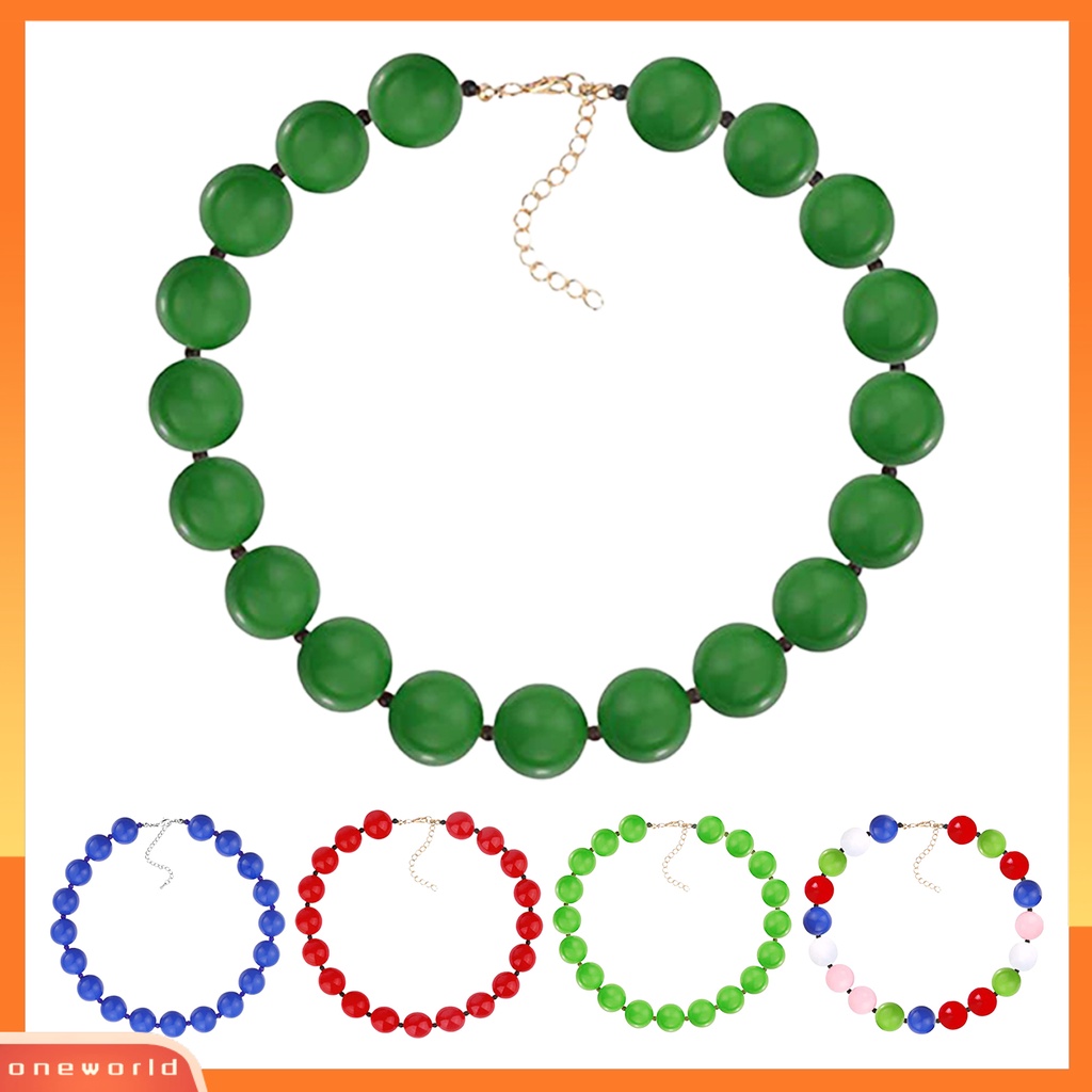 [EONE] Wanita Kalung Gaya Sederhana19 Bubblegum Beads Extension Rantai Hadiah Unisex Manik-Manik Warna-Warni Pasangan Klavikula Kalung Untuk Pacaran