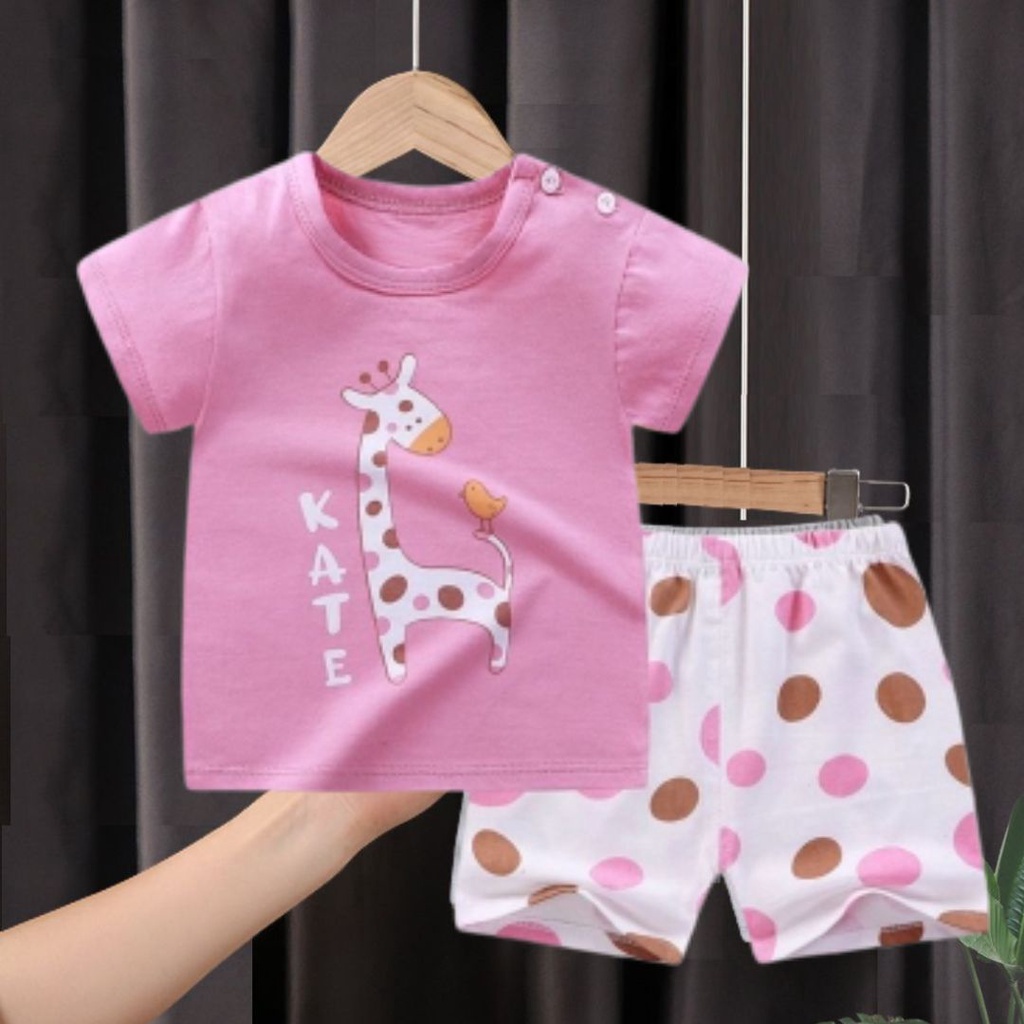 HappyOliver KIDS SUIT PENDEK Setelan Anak Bahan Kaos Lengan + Celana Berkualitas Import ebv cewek new5