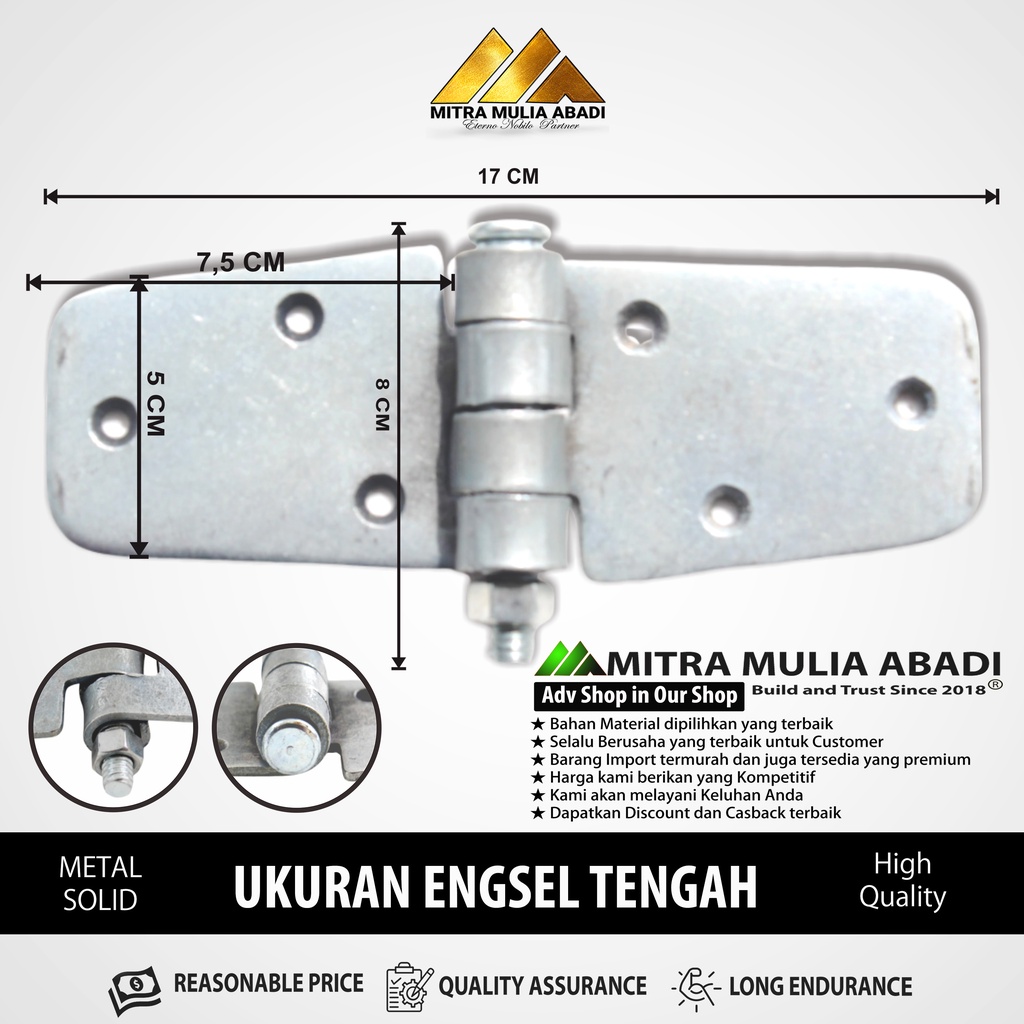 ENGSEL TENGAH KUPU HENDERSON / ENGSEL TENGAH  KUPU PINTU BESI / PINTU LIPAT / PINTU GARASI