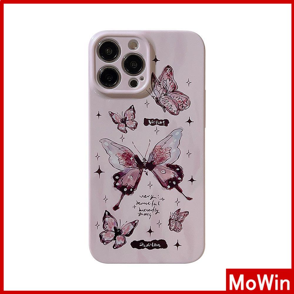 For iPhone 14 Pro Max iPhone Case Cream Glossy Soft Case TPU Shockproof Camera Cover Protection Purple Butterfly Compatible with iPhone 13 Pro max 12 Pro Max 11 xr xs max 7Plus