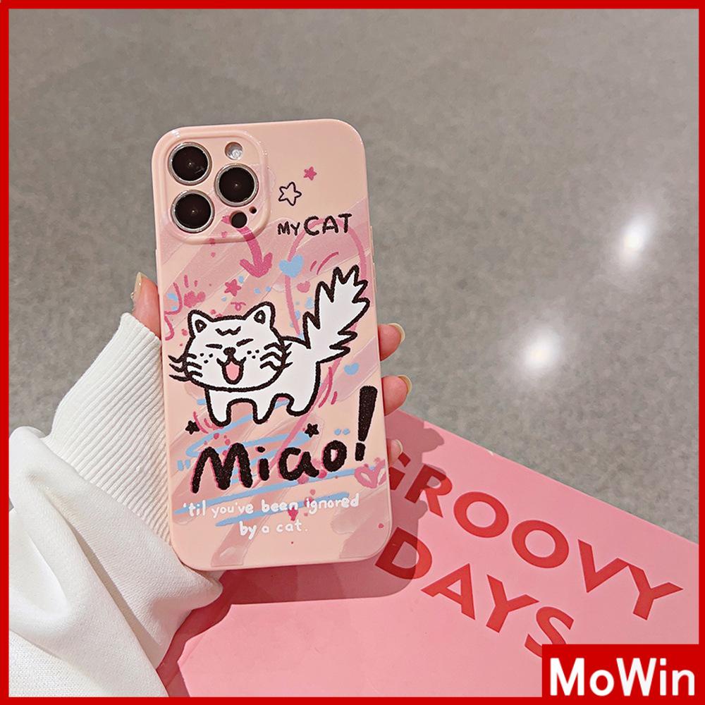 For iPhone 14 Pro Max iPhone Case Cream Glossy Soft Case TPU Shockproof Camera Cover Protection Graffiti Cat Compatible with iPhone 13 Pro max 12 Pro Max 11 xr xs max 7Plus 8Plus