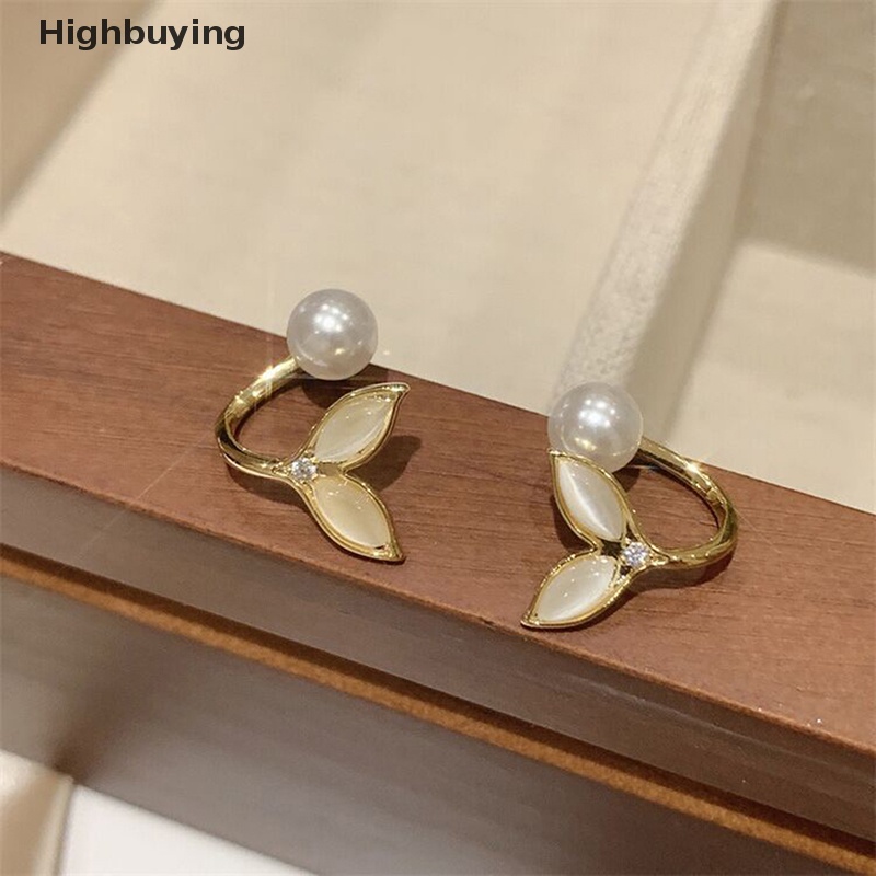 Hbid Baru Cahaya Zirkon Fishtail Pearl Stud Earrings Untuk Wanita Fashion Kristal Mutiara Imitasi Manis Anting-Anting Gadis Perhiasan Hadiah Glory