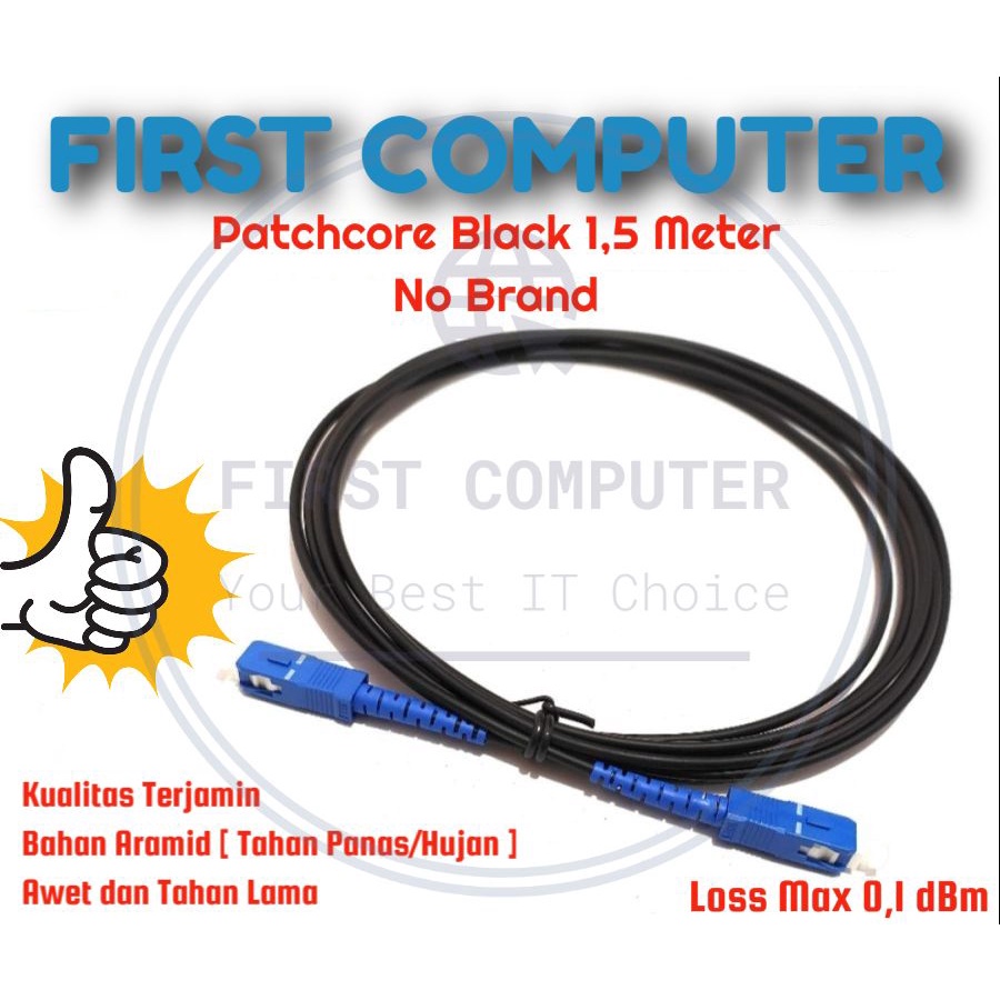 Patchcore - Patchcord Black Gepeng / Patchcore Kotak bahan Dropcore [ 1,5 Meter ] No Brand