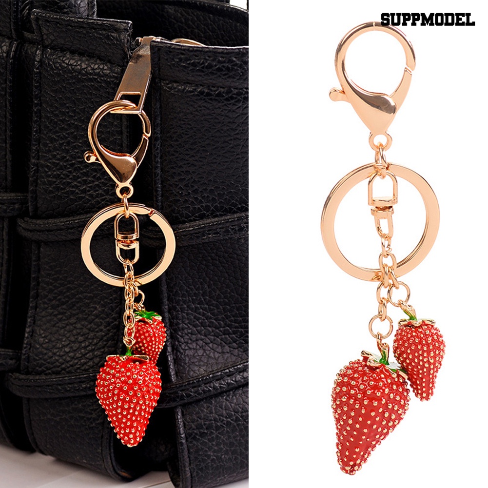 [SM Otomatis] Wanita Fashion Strawberry Buah Gantungan Kunci Key Ring Bag Gantung Hiasan Liontin