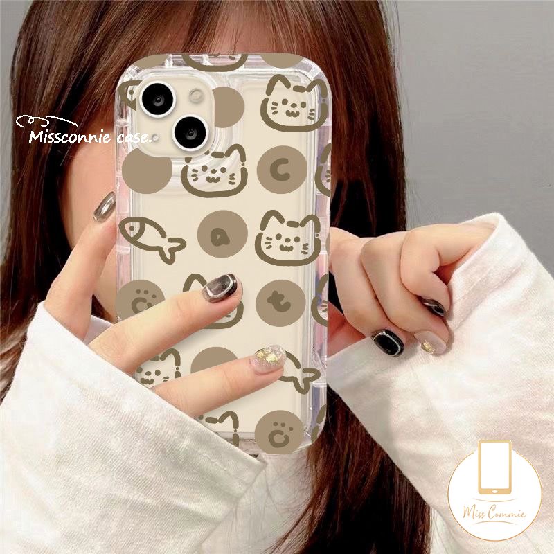 Case Untuk Redmi Note 10s 11s 8 9 11 10 10 PRO MAX Redmi 12C 10C 10A 9 9A 9T 9C NFC 10 A1 POCO F4 INS Korea Lucu Simple Kucing Ikan Shockproof Airbag Lembut Penutup Belakang