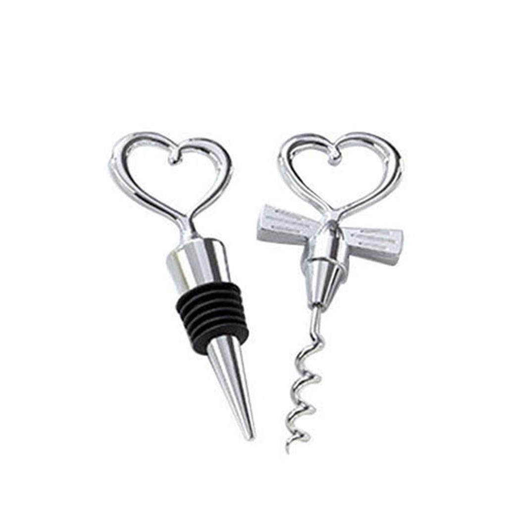 Love Heart Corkscrew Pembuka Botol Set Pesta Bar Wedding Wine Stoppers