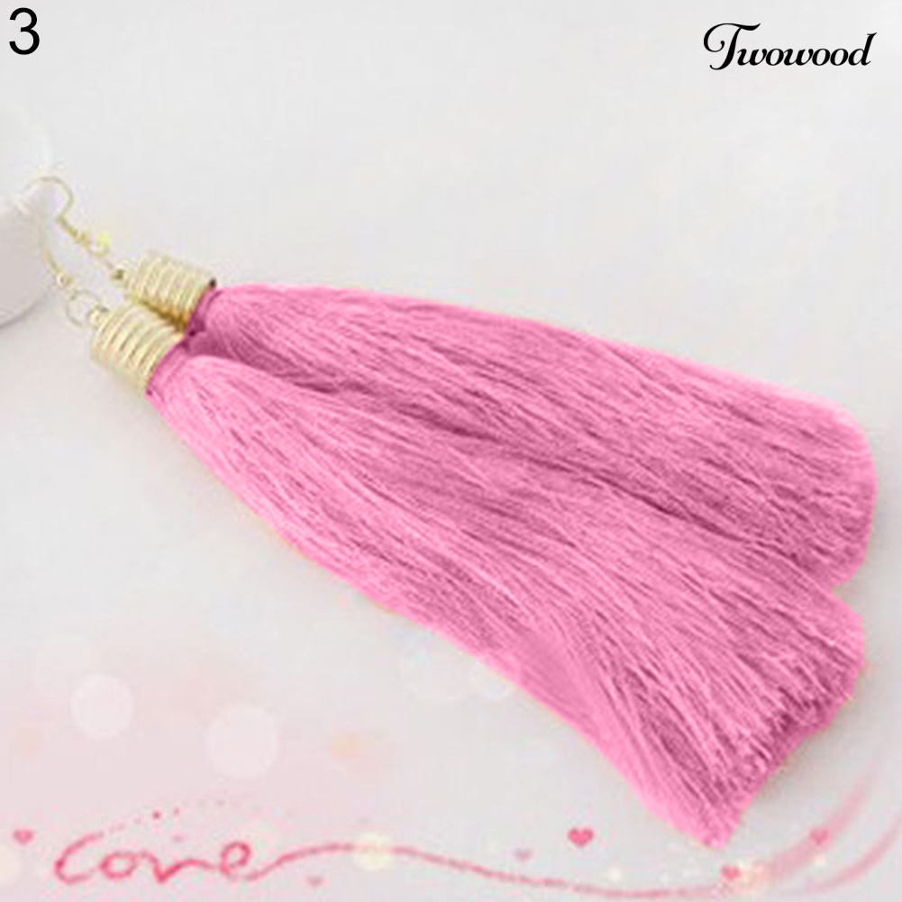 Twowood Bohemian Hook Earring Wanita Vintage Panjang Rumbai Fringe Boho Anting Menjuntai