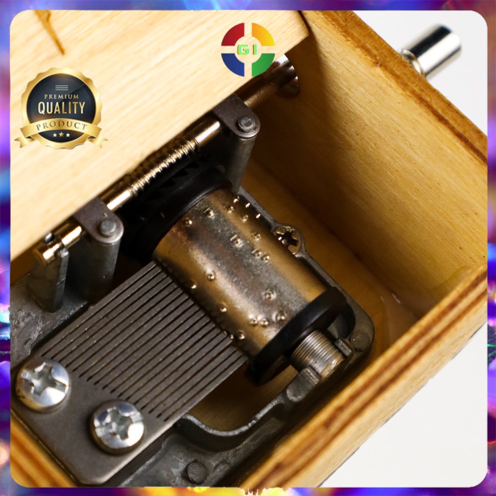 Kotak Musik Antik Wooden Music Box Engraving Harry Potter Wooden