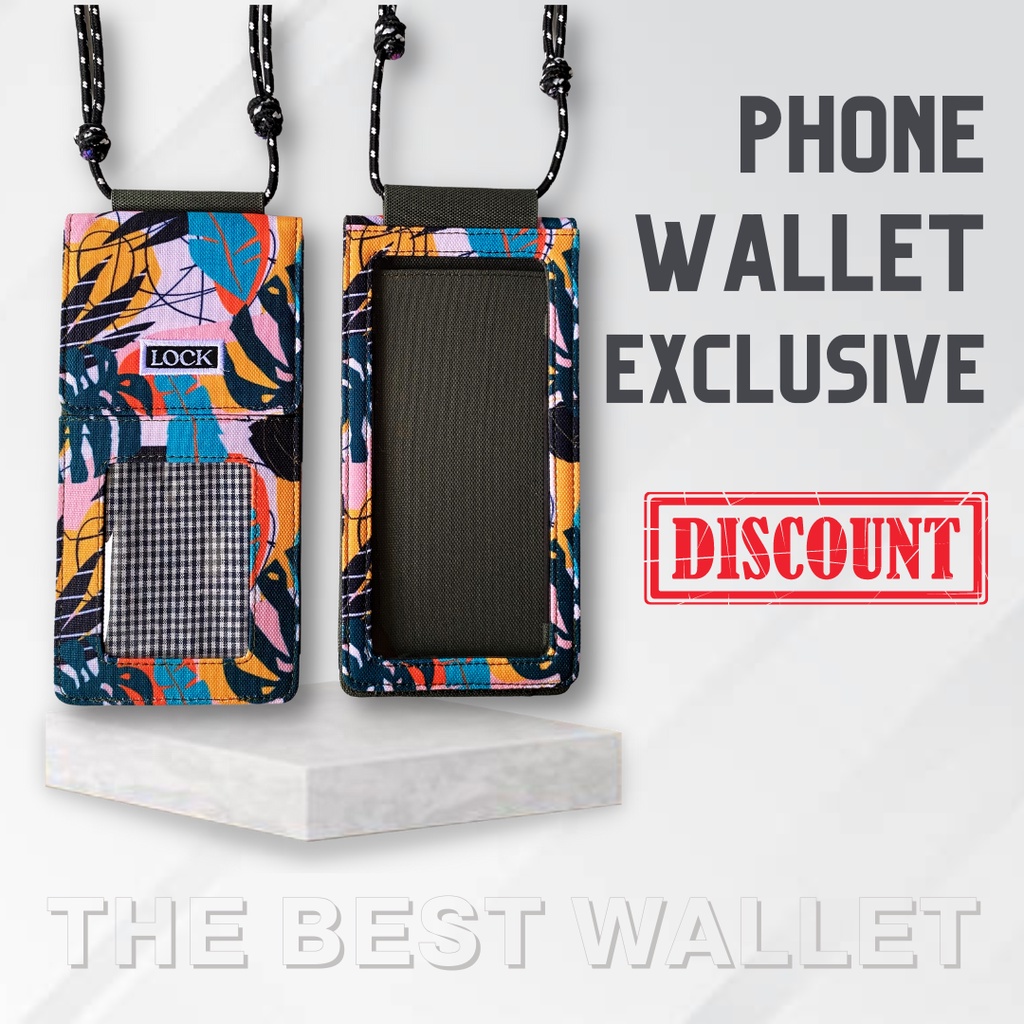 Dompet HP ID Card Holder Hanging Phone Wallet Kalung Gantung Leher Multifungsi Wanita Pria Motif