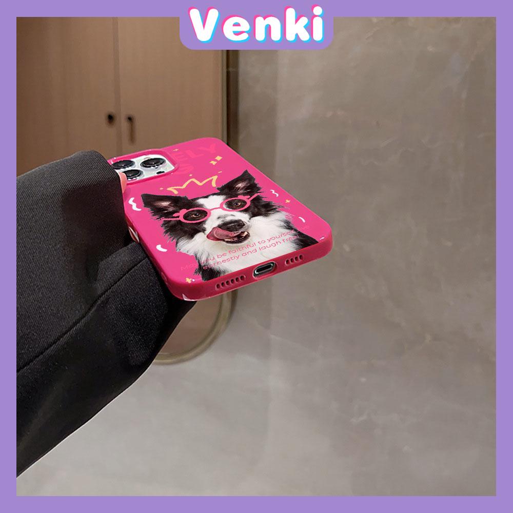 VENKI - For iPhone 11 iPhone Case Red Glossy TPU Soft Case Shockproof Protection Camera Cute Glasses Good Dog Compatible with iPhone 14 13 Pro max 12 Pro Max xr xs max 7Plus 8Plus