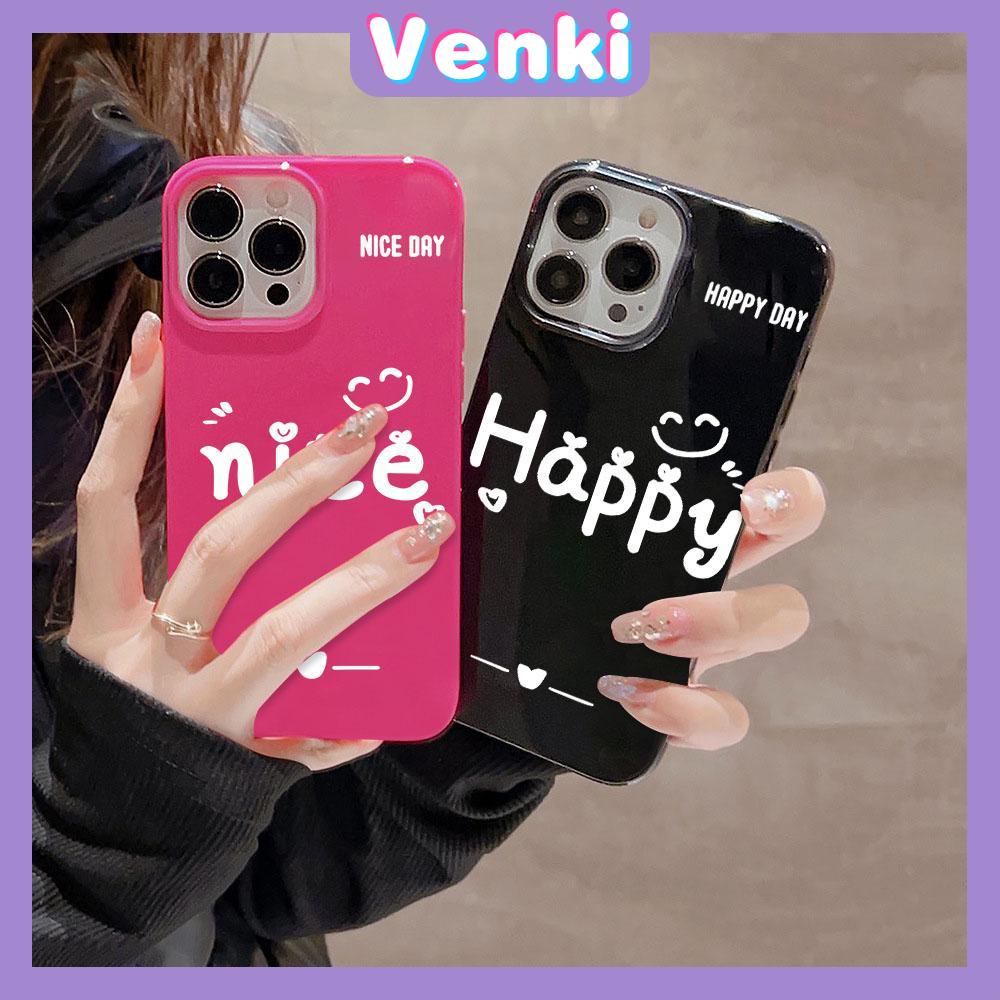 VENKI - For iPhone 11 iPhone Case Black Red Glossy TPU Soft Case Shockproof Protection Camera Simple White English Compatible with iPhone 14 13 Pro max 12 Pro Max xr xs max 7 8Plus