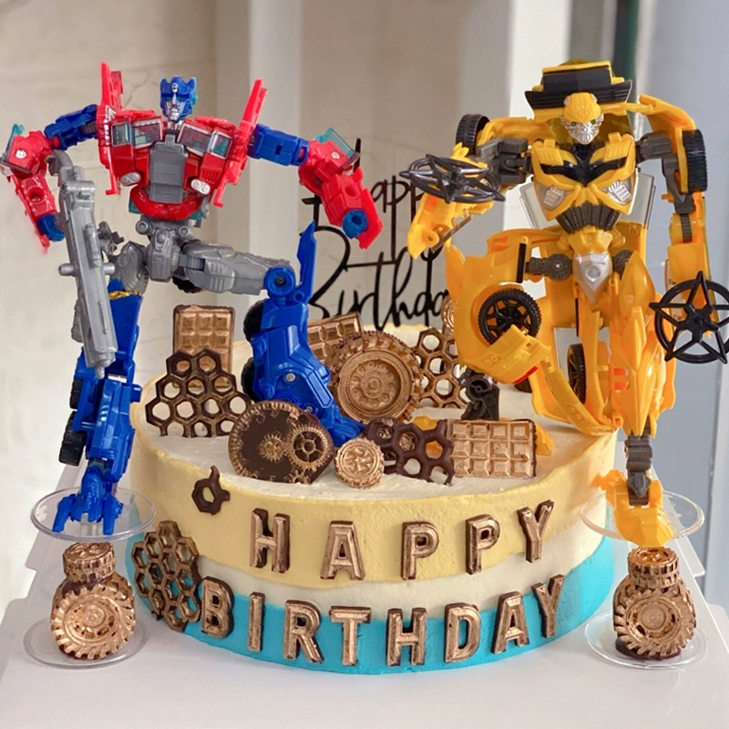 Movie Series Transformer Mainan Topper Kue Ulang Tahun Optimus Prime Bumblebee Figure Dekorasi Mainan Mobil