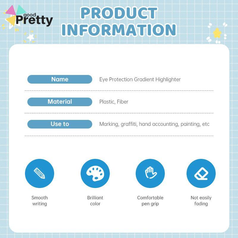 Morandi Eye Care Gradient Highlighter Student Highlight Marker Penanda Kepala Lembut Berkapasitas Besar - PD