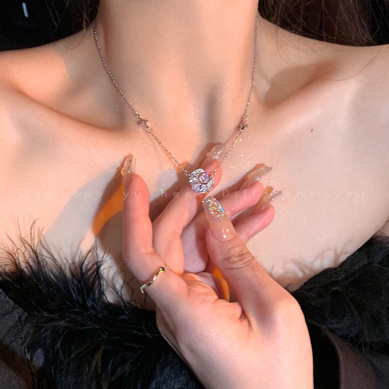 Kalung Geometris Bulan Hati Kristal Fashion Alloy Untuk Wanita
