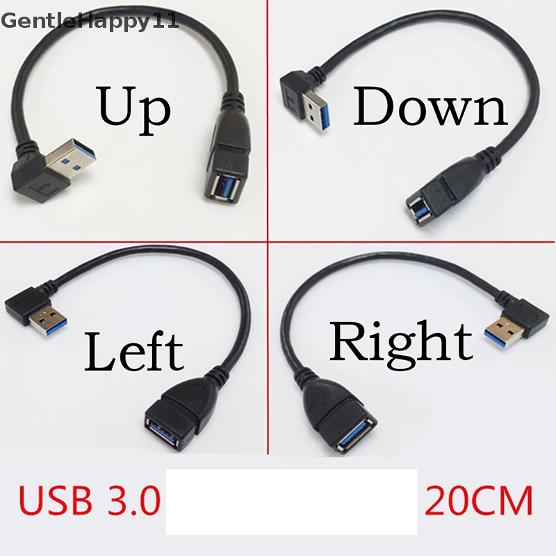 Gentlehappy USB 3.0 Angle 90derajat Kabel Ekstensi Male to Female Adapter Cord Data Kabel Ekstensi USB 3.0 Angle 90derajat Male to Female Adapter Cord Data Usb 3.0 Sudut 90deg