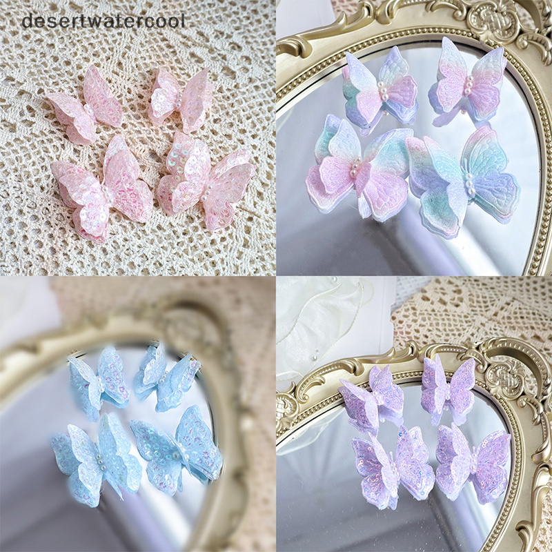 Deid 4Pcs Butterfly Cake Topper DIY Dekorasi Rumah Simulasi Kupu-Kupu Berongga Martijn