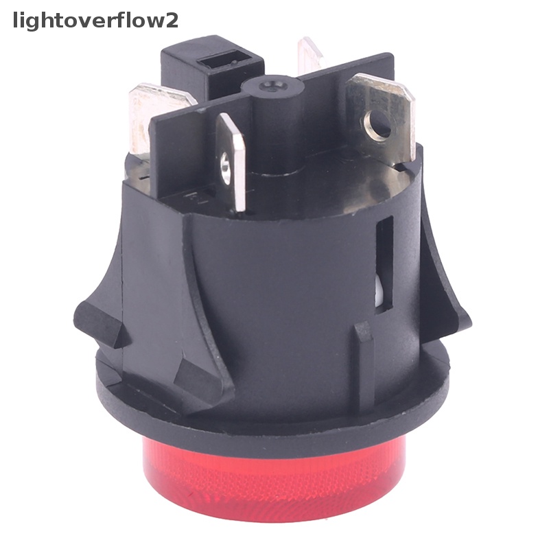 [lightoverflow2] Saklar Tombol Tekan Merah Dengan Lampu 4pin Saklar Daya Sentuh 16A 250V Saklar Rocker Bulat Listrik 28 * 23.2mm PS18-16-2 [ID]