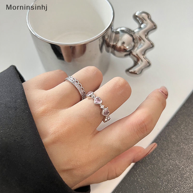 Mornin Fashion Kreatif Punk Gothic Duri Cinta Jantung Cincin Mata Kucing Merah Muda Jantung Cincin Wanita Pembukaan Perhiasan Cincin Hadiah id