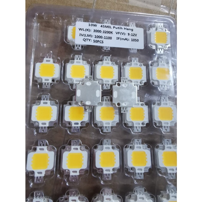 (50 Pcs) HPL 10W + Pendingin WARM WHITE High Power LED 10 Watt