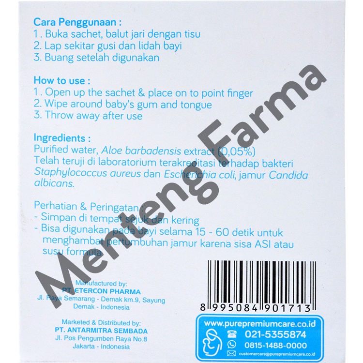 Pure Baby Tongue Gum Wipes Original 20 Sheets - Tisu Basah Lidah dan Gusi Bayi