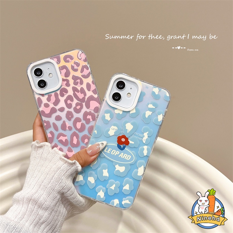 IPHONE Casing Motif Leopard Kepribadian Mewah Kompatibel Untuk Iphone14 13 12 11 Pro Max X Xr Xs Max8 7 Plus SE 2020 Laser Shockproof Transparet Phone Case Lembut Silikon Bumper Penutup Belakang